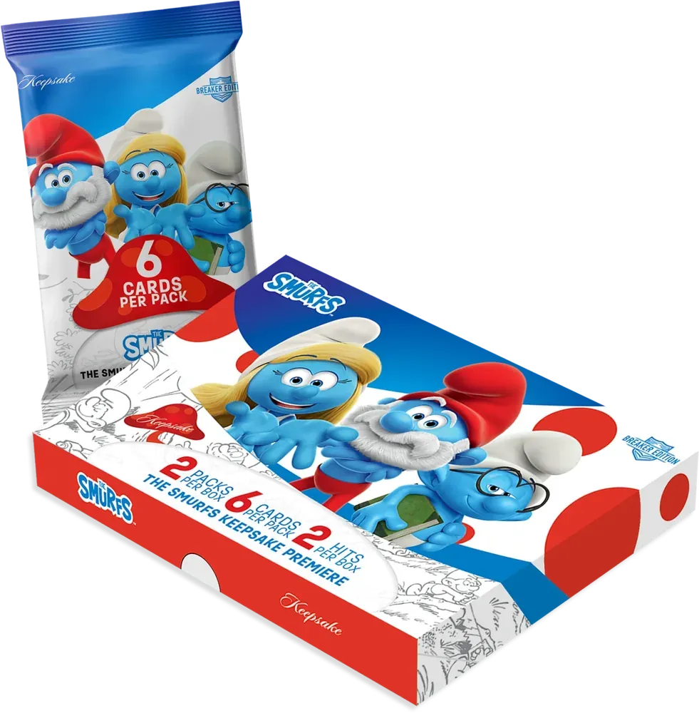 Caja sellada The Smurfs Keepsake Premiere, Breaker Edition, con uno de sus sobres