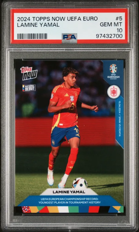 2024 Topps NOW UEFA Euro Lamine Yamal #5 PSA 10 Youngest Player Record