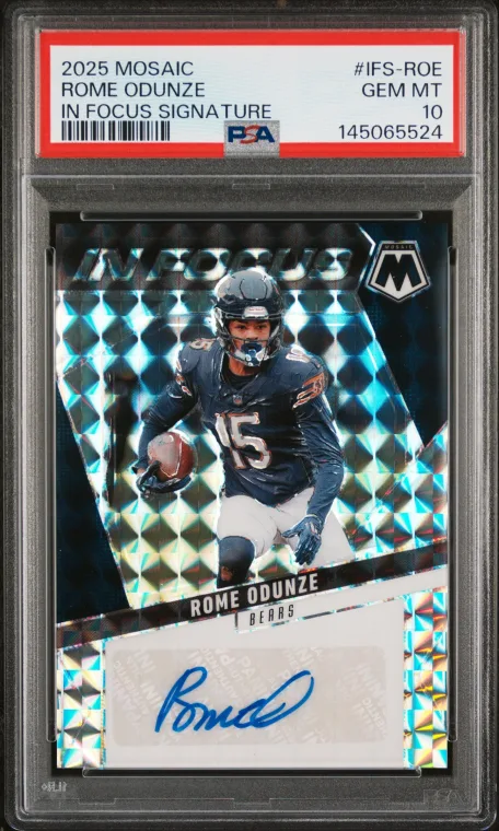2025 Panini Mosaic Rome Odunze In Focus Signature Autograph PSA 10