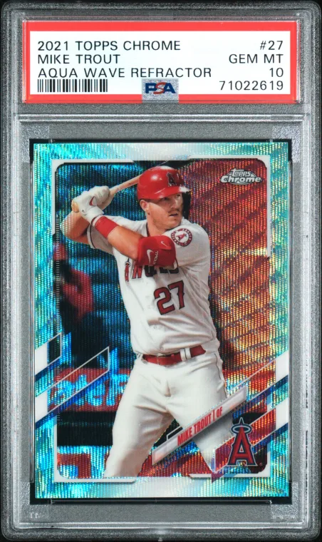 2021 Topps Chrome Mike Trout Aqua Wave Refractor /199 PSA 10