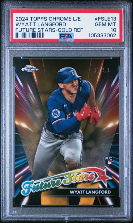 2024 Topps Chrome Logofractor Wyatt Langford Future Stars Gold Refractor /50 PSA 10