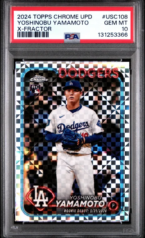 2024 Topps Chrome Update Yoshinobu Yamamoto RC X-Fractor #USC108 PSA 10