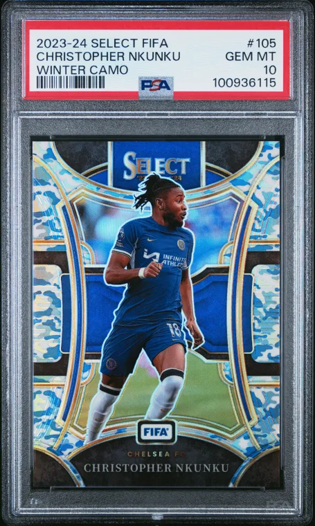 2023-24 Panini Select FIFA Christopher Nkunku Winter Camo /99 PSA 10
